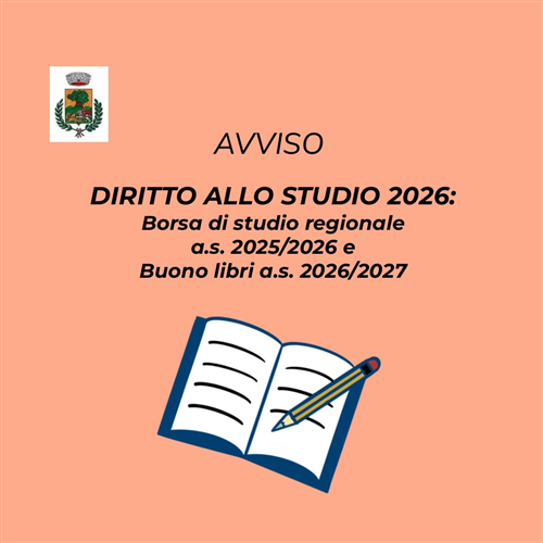 Diritto allo studio anno 2026: Borsa di studio regionale a.s. 2025/2026 e Buono libri a.s. 2026/2027 - rettifica elenchi