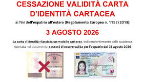 Cessazione validità carta d’identità cartacea al 03/08/2026
