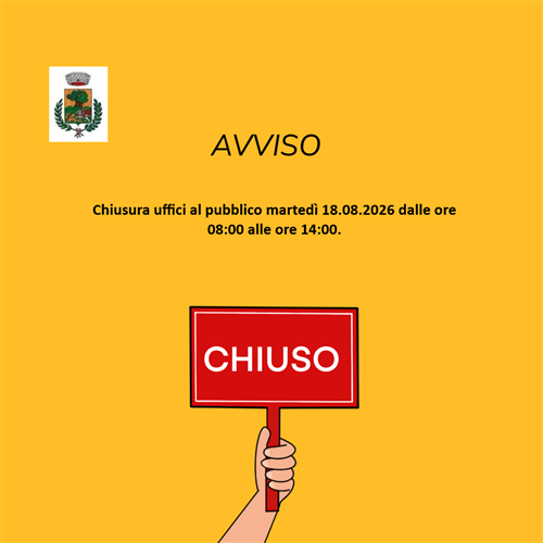 Avviso chiusura uffici al pubblico per formazione dei dipendenti martedì 18.08.2026